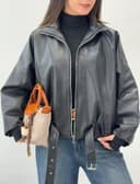 کاپشن چرم کمربندی کد1939