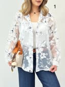 شومیز شیشه ای طرح دار کد1966